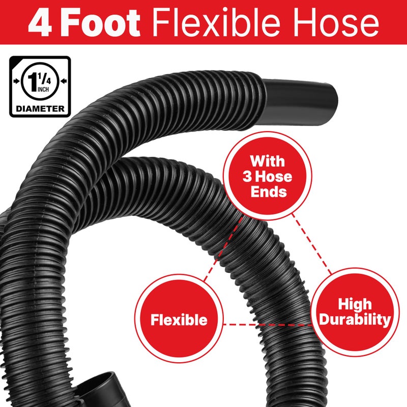 SHOPVAC Shop-Vac 9056400 Flexible Hose, 1-1/4 in. Diameter x 4 ft. Length,Durable For Wet/Dry Vacuums, Black (1-Pack) - Image 3